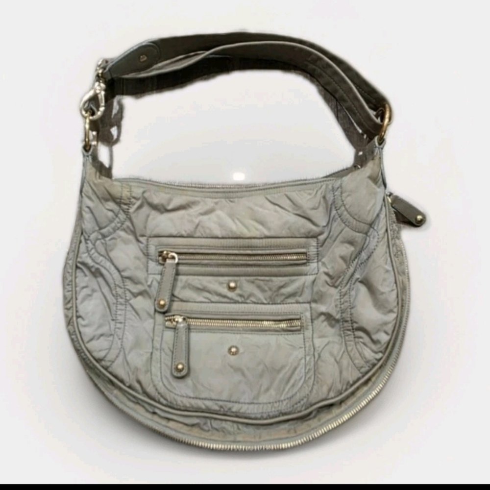 TOD's Nylon Pashmi Leather Nude Khaki Grey Shoulder Bag Vintage Japan Edition